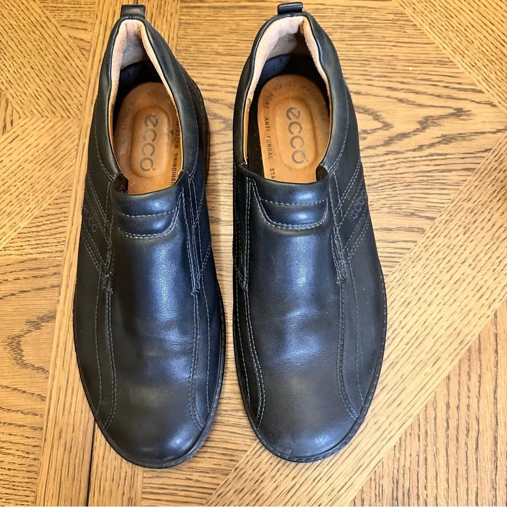 Ecco‎ Mens Loafers Shoes Sz 45 US 11 Black Light Shock Point Slip On Loafers EUC